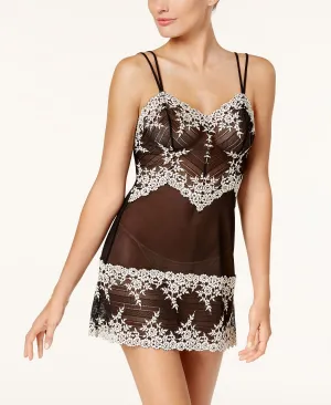 Fitted Lace Sheer Chemise Lingerie Nightgown 814191 Wacoal black