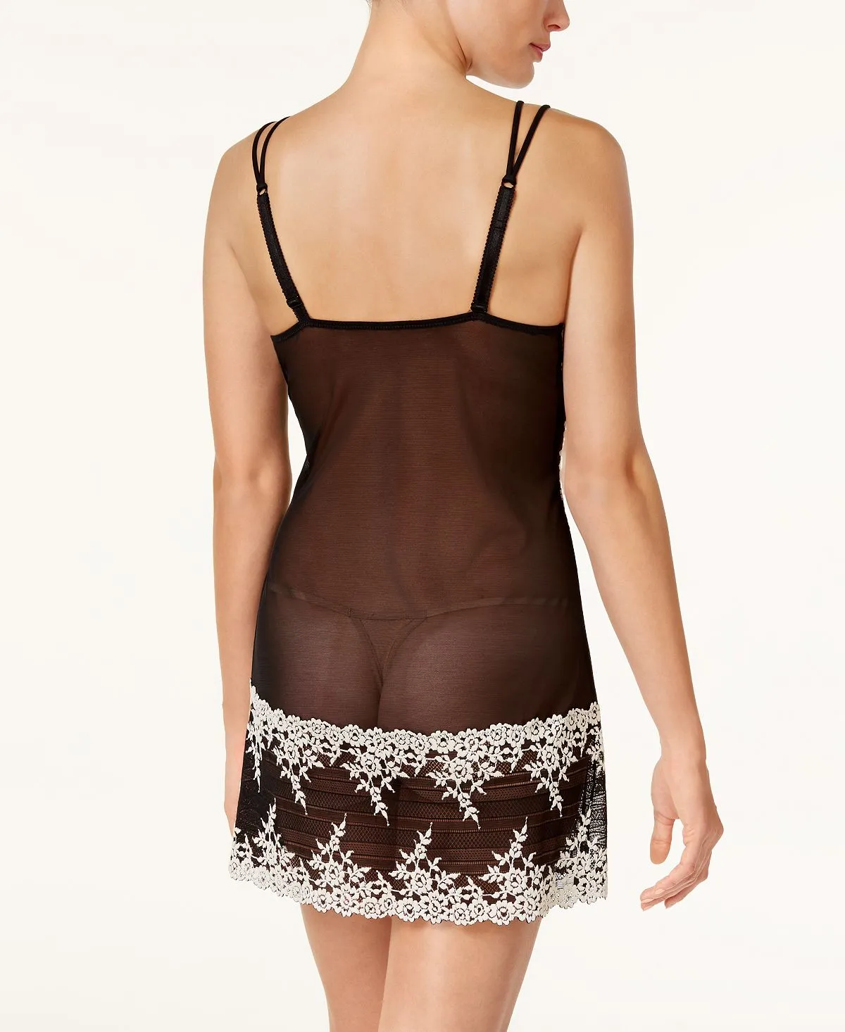 Fitted Lace Sheer Chemise Lingerie Nightgown 814191 Wacoal black