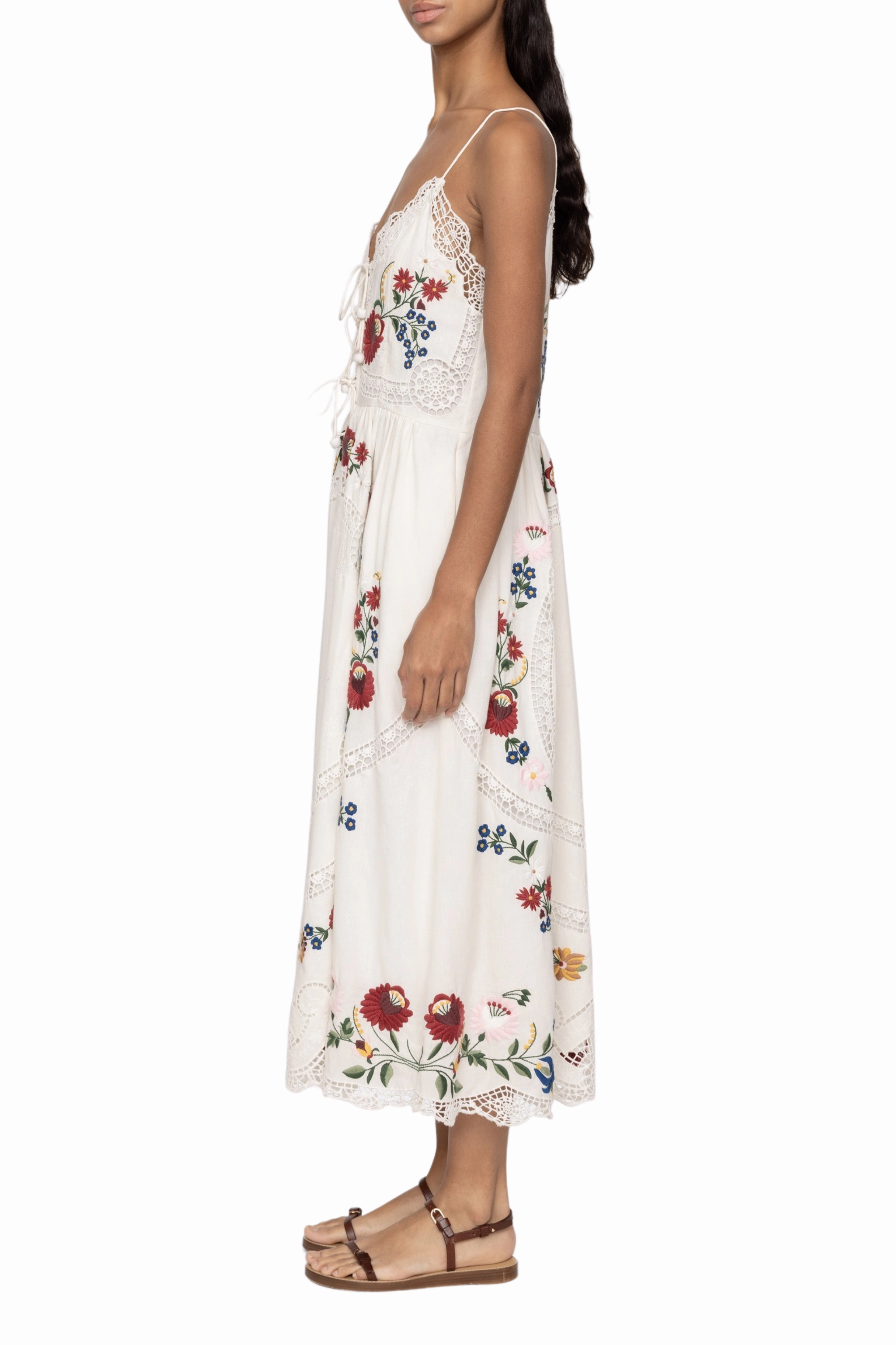 A Line Cut Feminine flowing piece Celia Embroidery Slip Dress