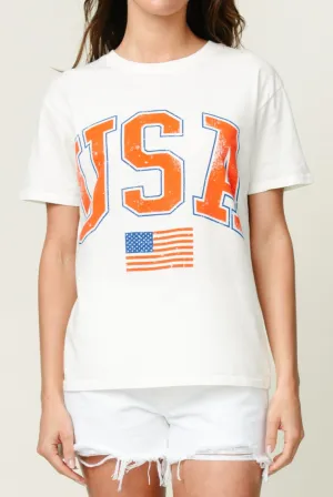 Layered Placket Design Flag Boyfriend Tee