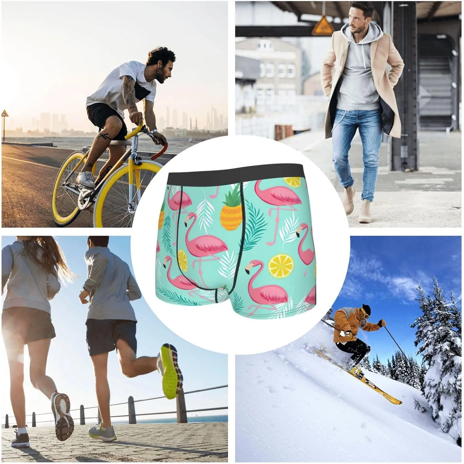 Flamingo Boxer Briefs, Moisture Wicking & Breathable,Underwear for Men