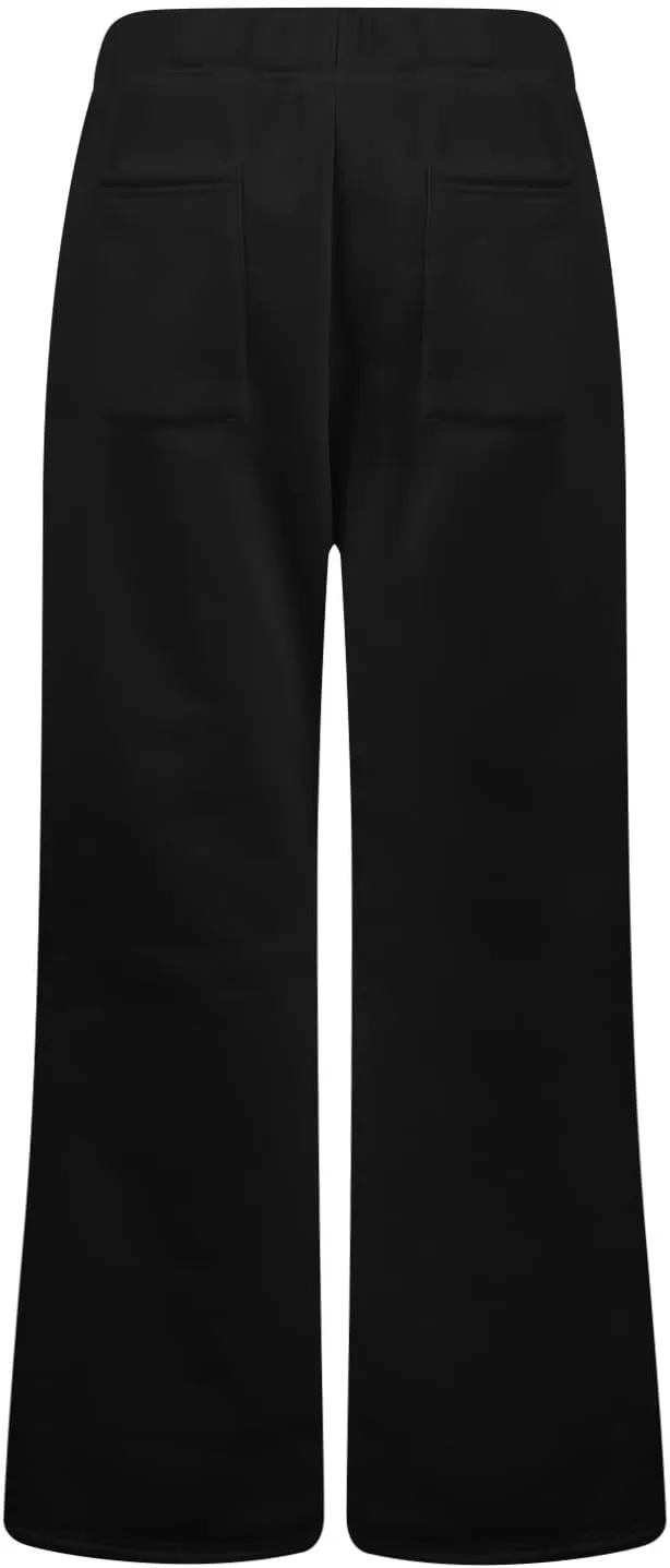 Flare Wide Leg Sweatpants Women Fleece Drawstring Low Rise Jogger Pants Cute Bell Bottom Sweat Pants with Pockets