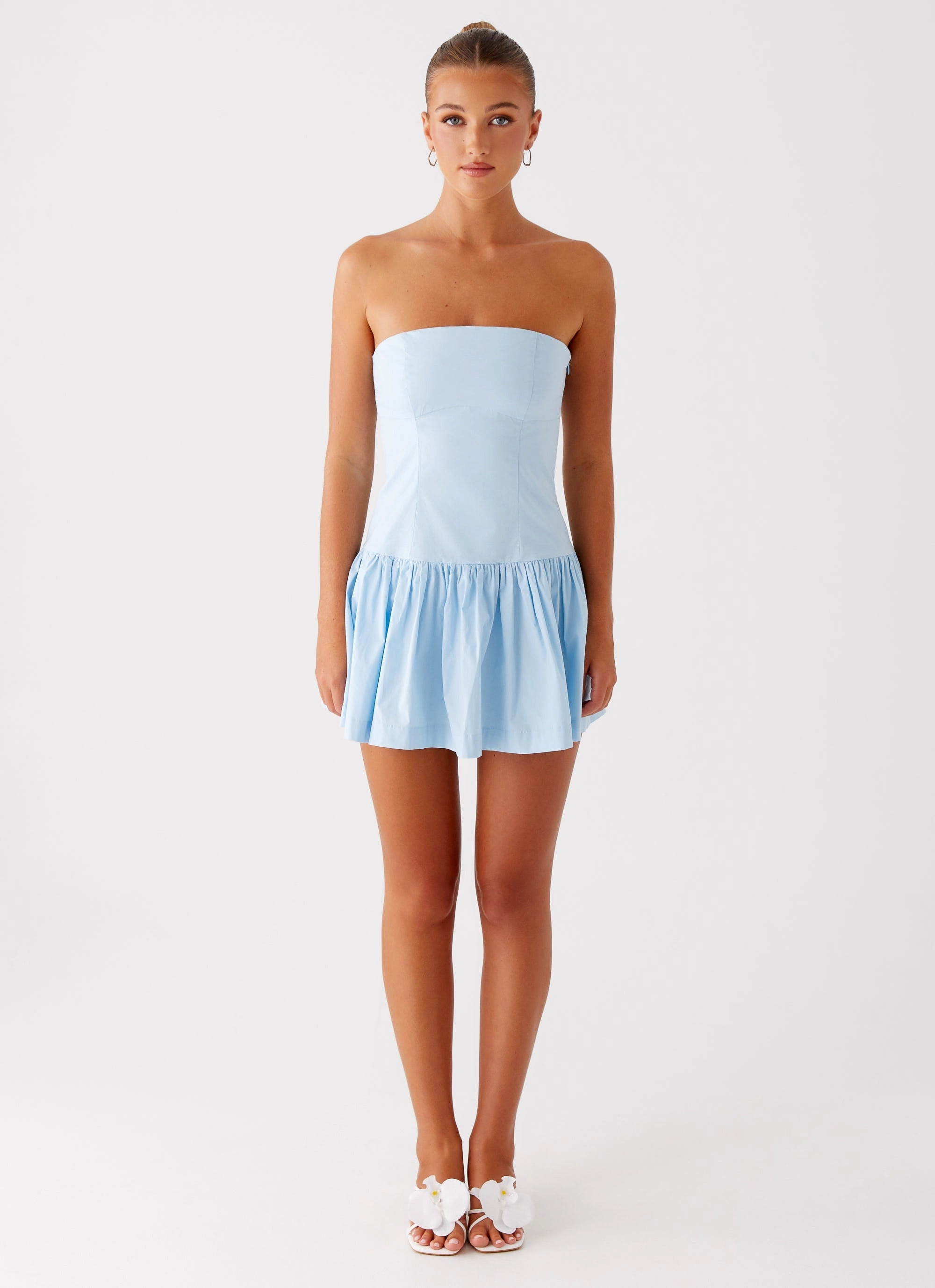 Riviera Mini Dress - Blue High low hem Thermal Regulating