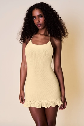 Crochet Halter Mini Dress Crinkle Effect Bold Simplicity