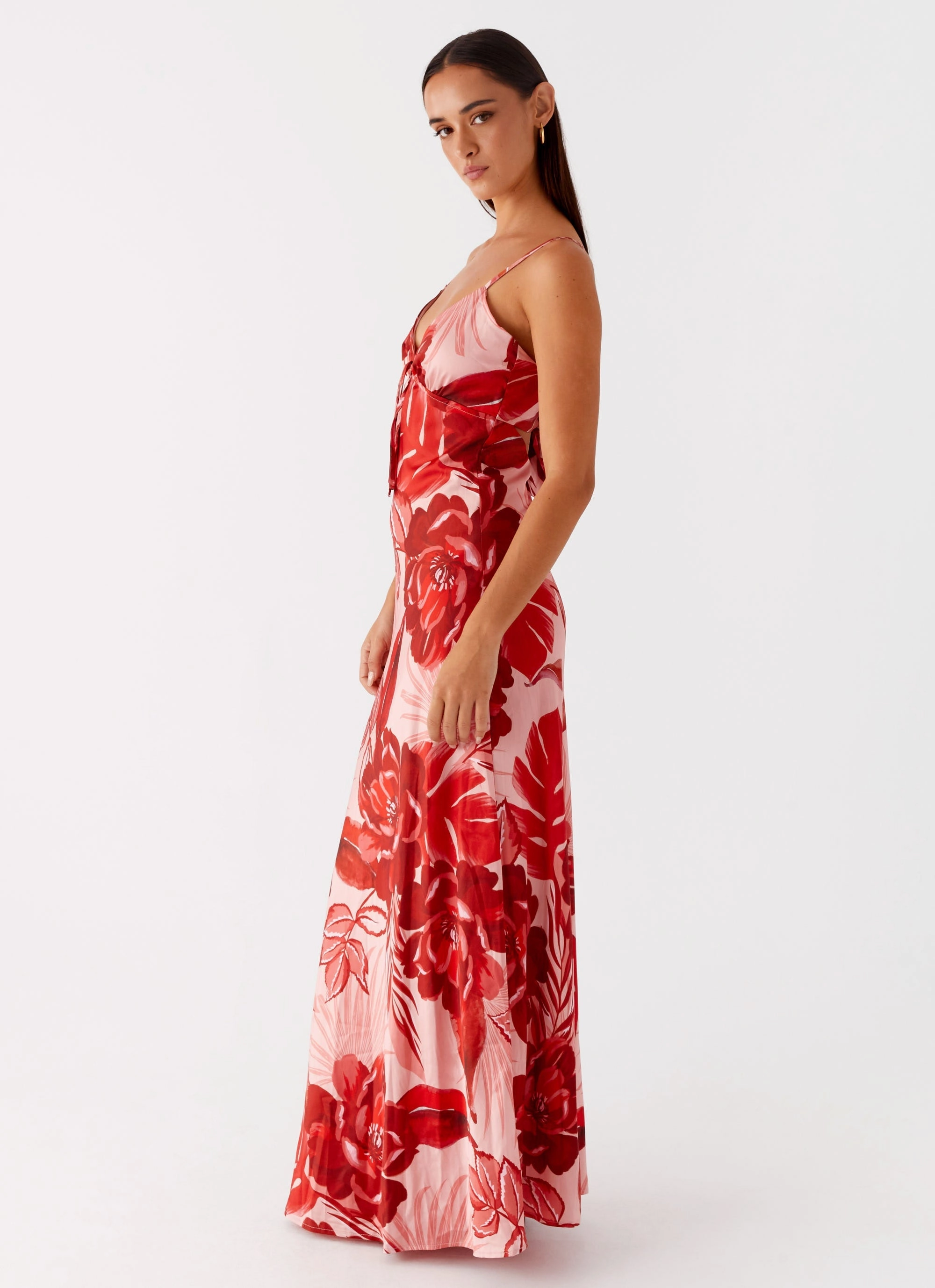 Lux Look Flora Satin Maxi Dress - Sicily Sunsets Print