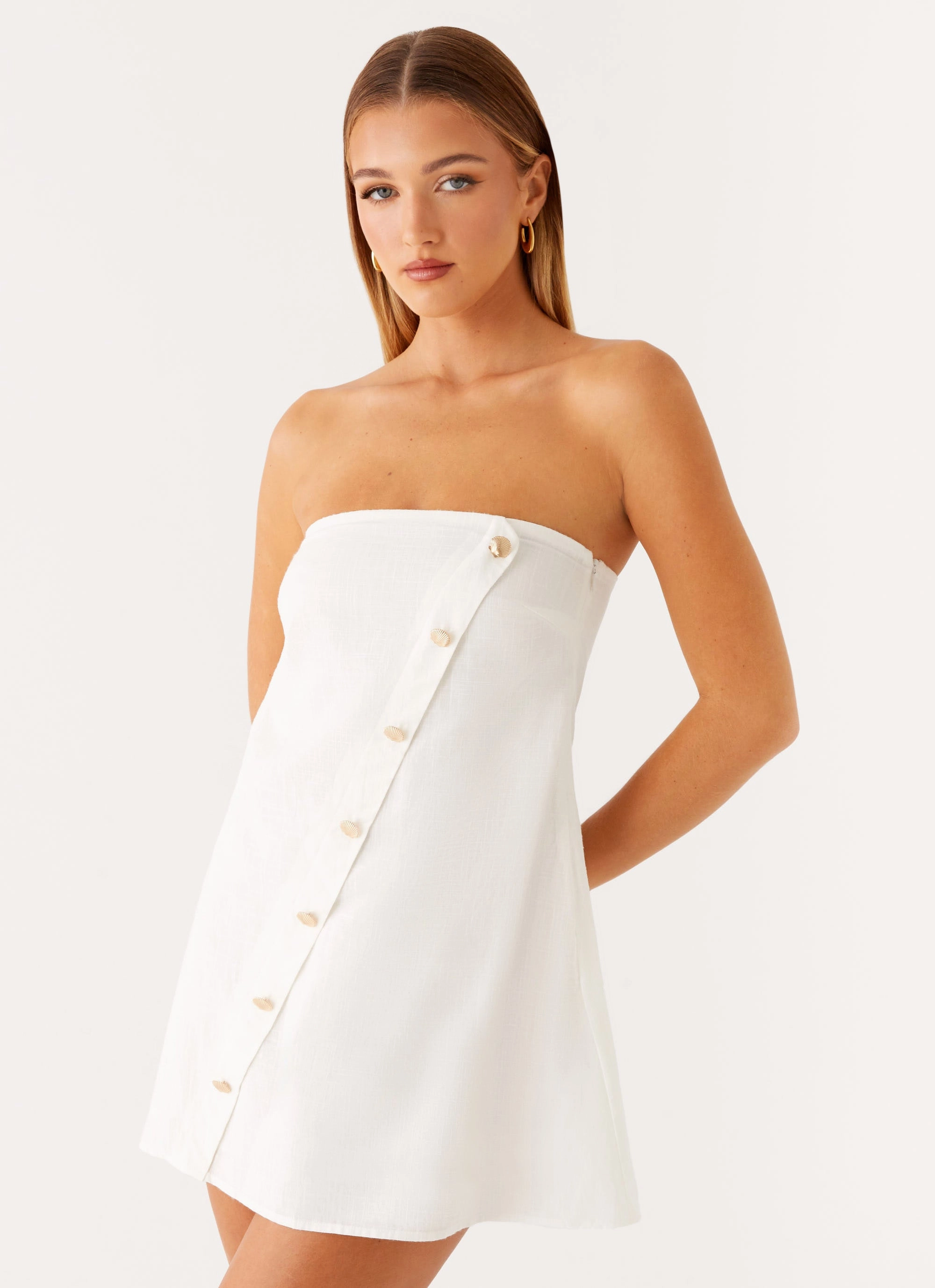 Mood Edge Boat-Neck Hazel Mini Dress - White