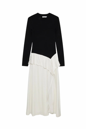 Lined interior Office Layer Ornella Knit Satin Midi Dress