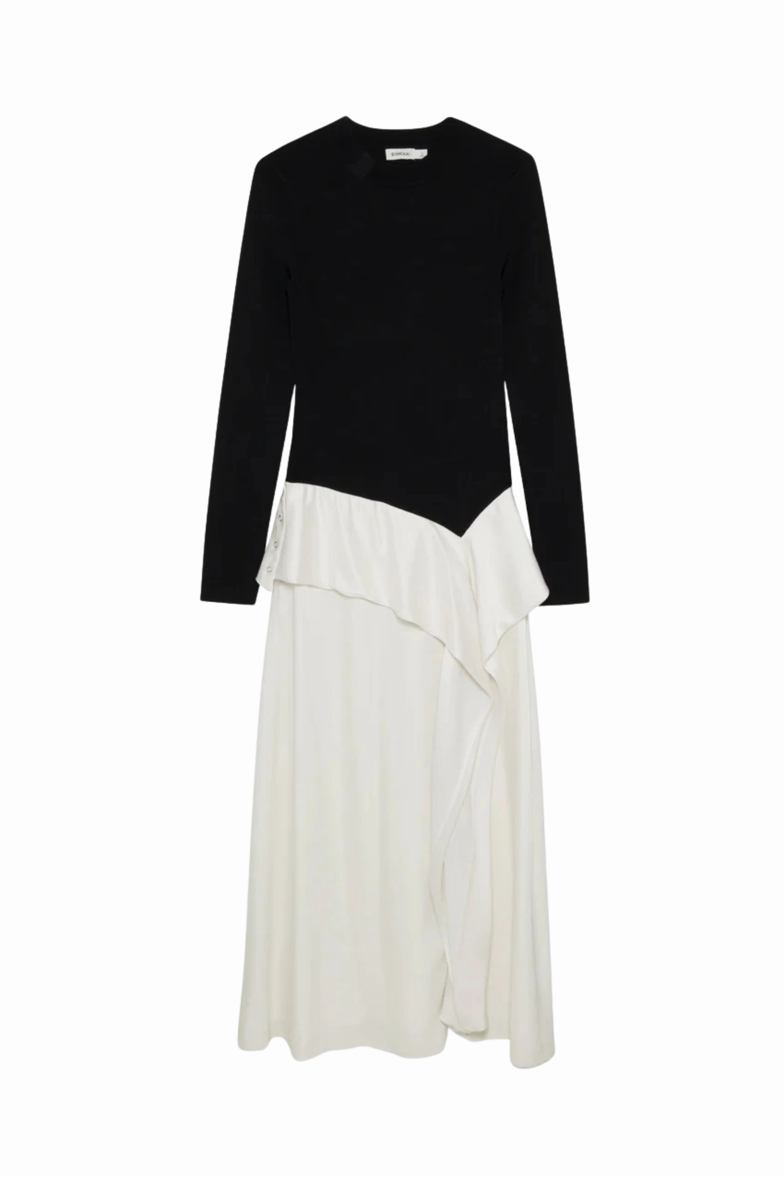 Lined interior Office Layer Ornella Knit Satin Midi Dress