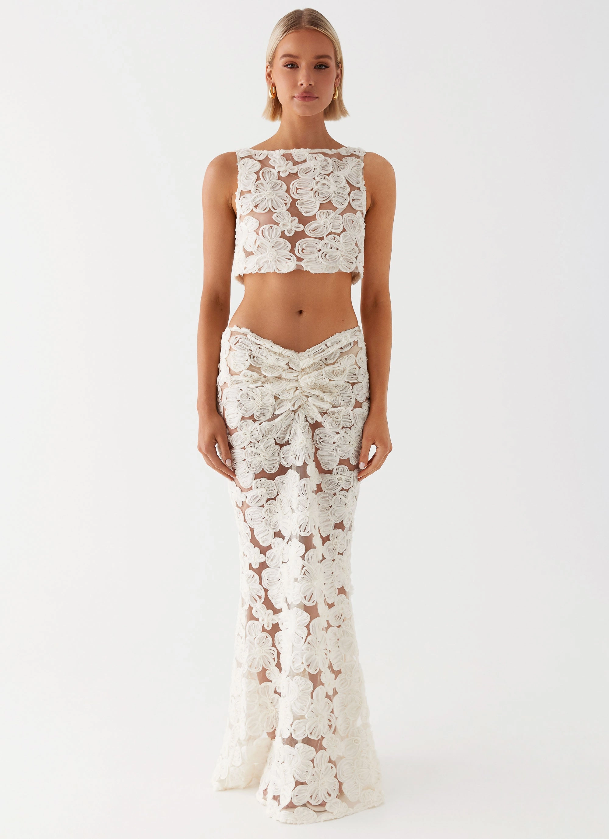 Fiorella Floret Maxi Skirt - Ivory Vibrant color