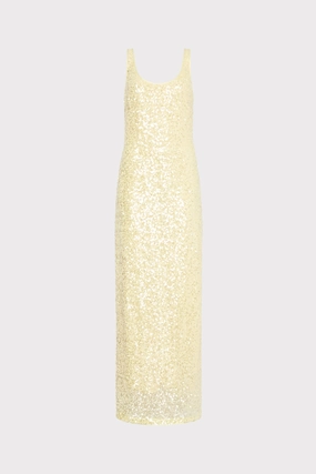 All Layer Classic A-line design Tatum Stretch Sequins Maxi Dress