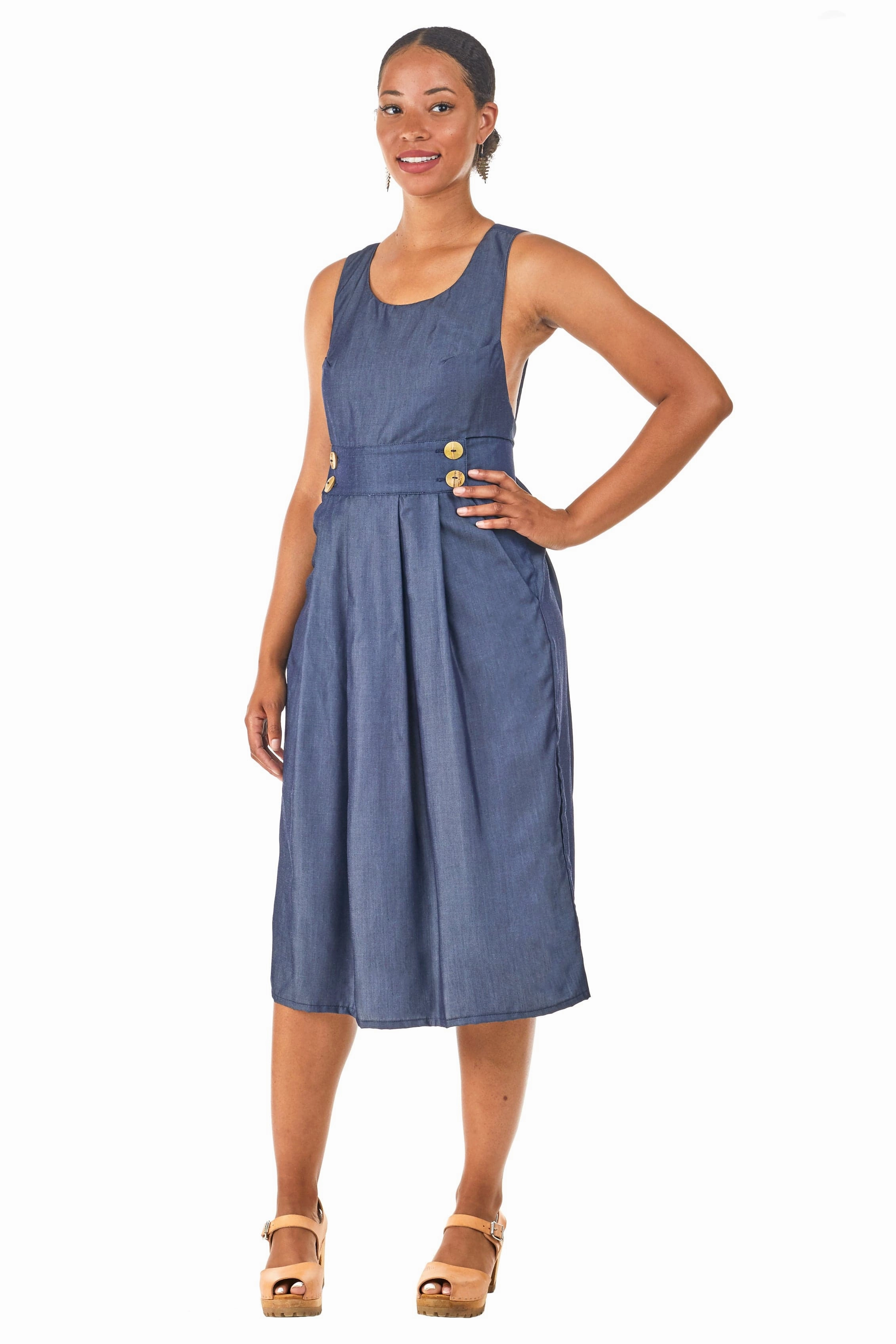 Linen Soft Collared Brigid Jumper in Indigo Tencel