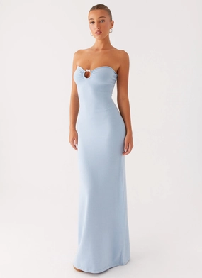 Mesh-Detail Samson Knit Maxi Dress - Blue