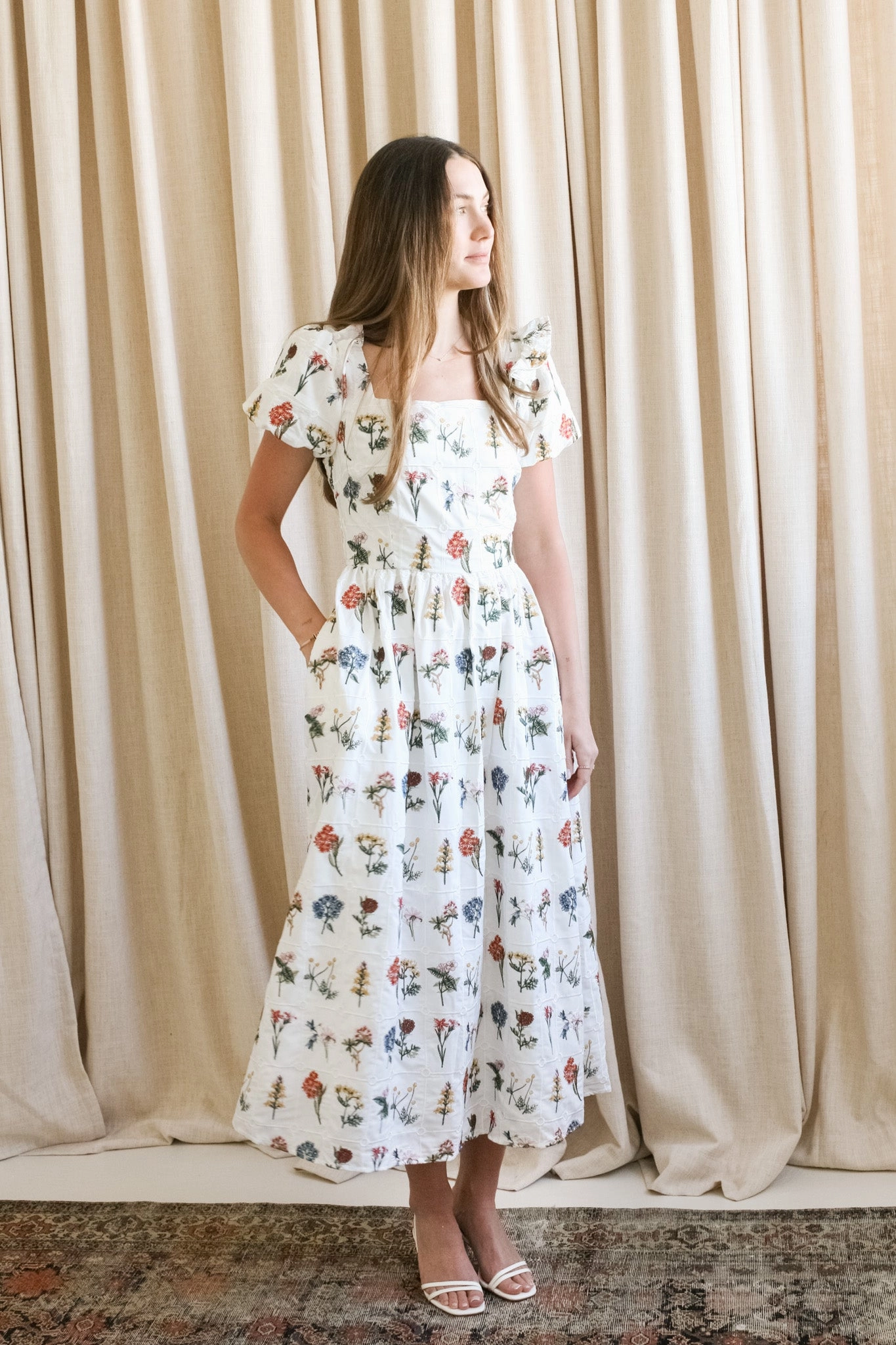 Emery Embroidered Midi Dress Runway-Ready