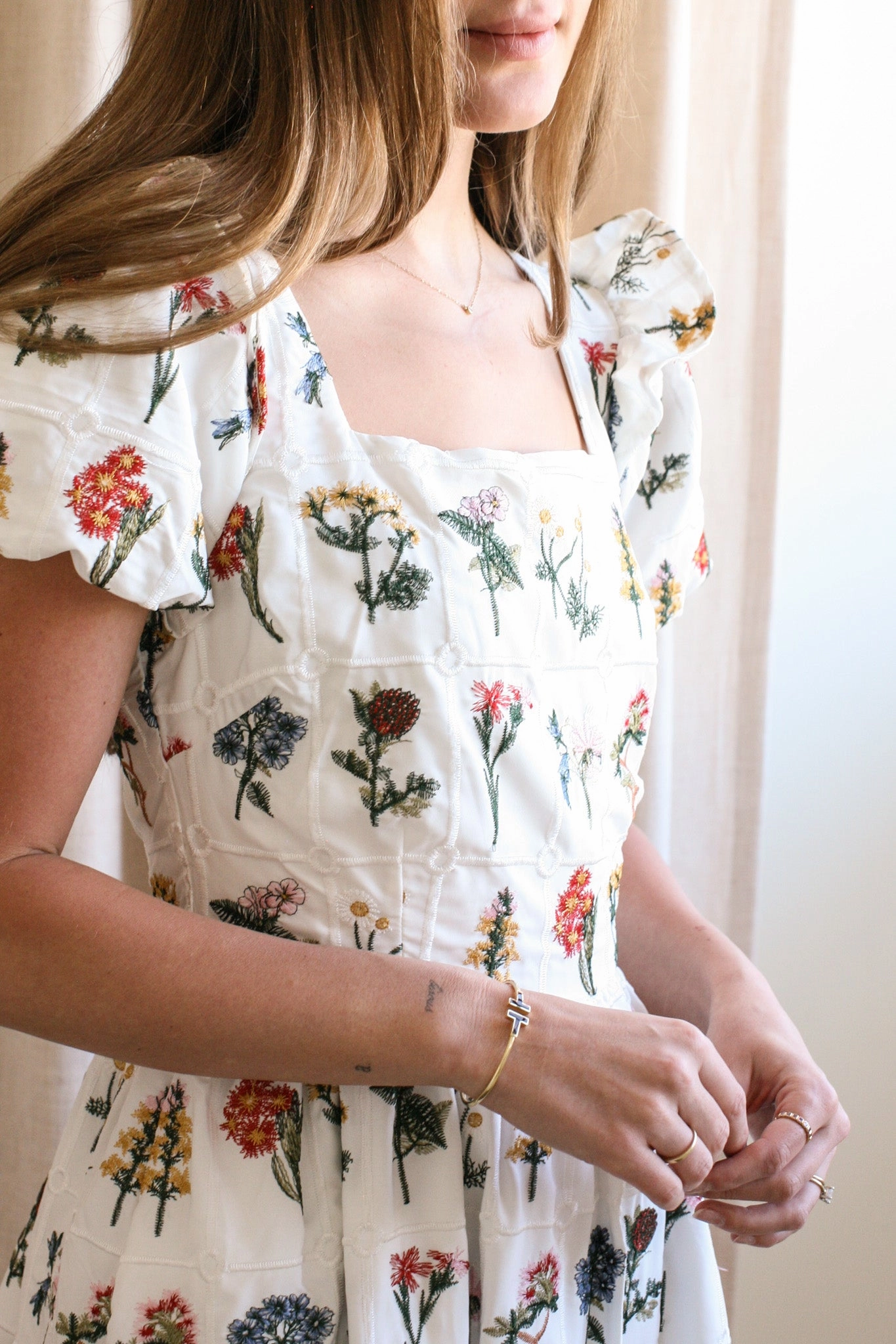 Emery Embroidered Midi Dress Contemporary Style Morning Glow