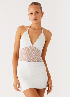 Edgy vibes Breathable Style Enchant Lace Mini Dress - Ivory