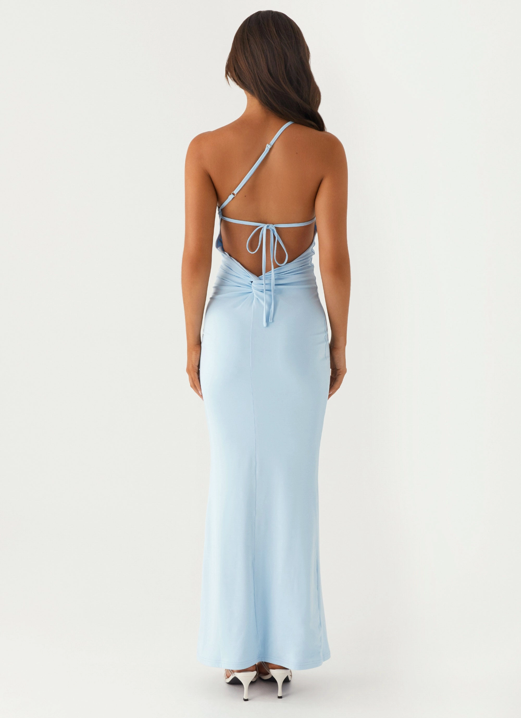 Elegant formal piece Bare Glow Claudia One Shoulder Maxi Dress - Blue