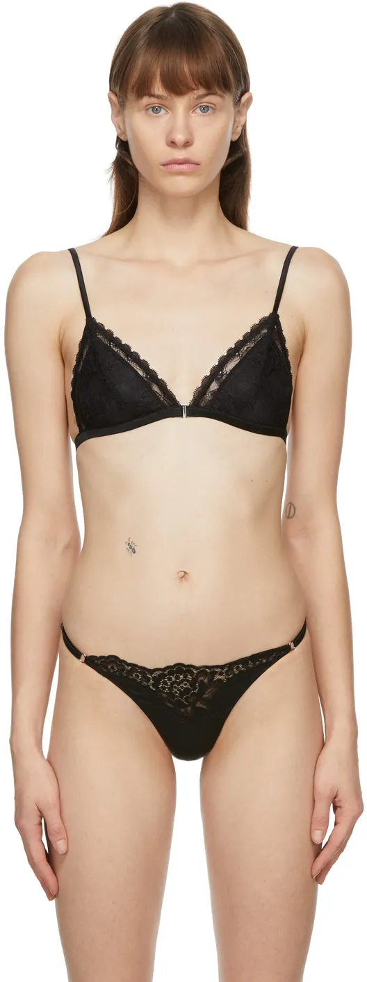 Fleur du Mal Black Lace Gardenia Triangle Bra