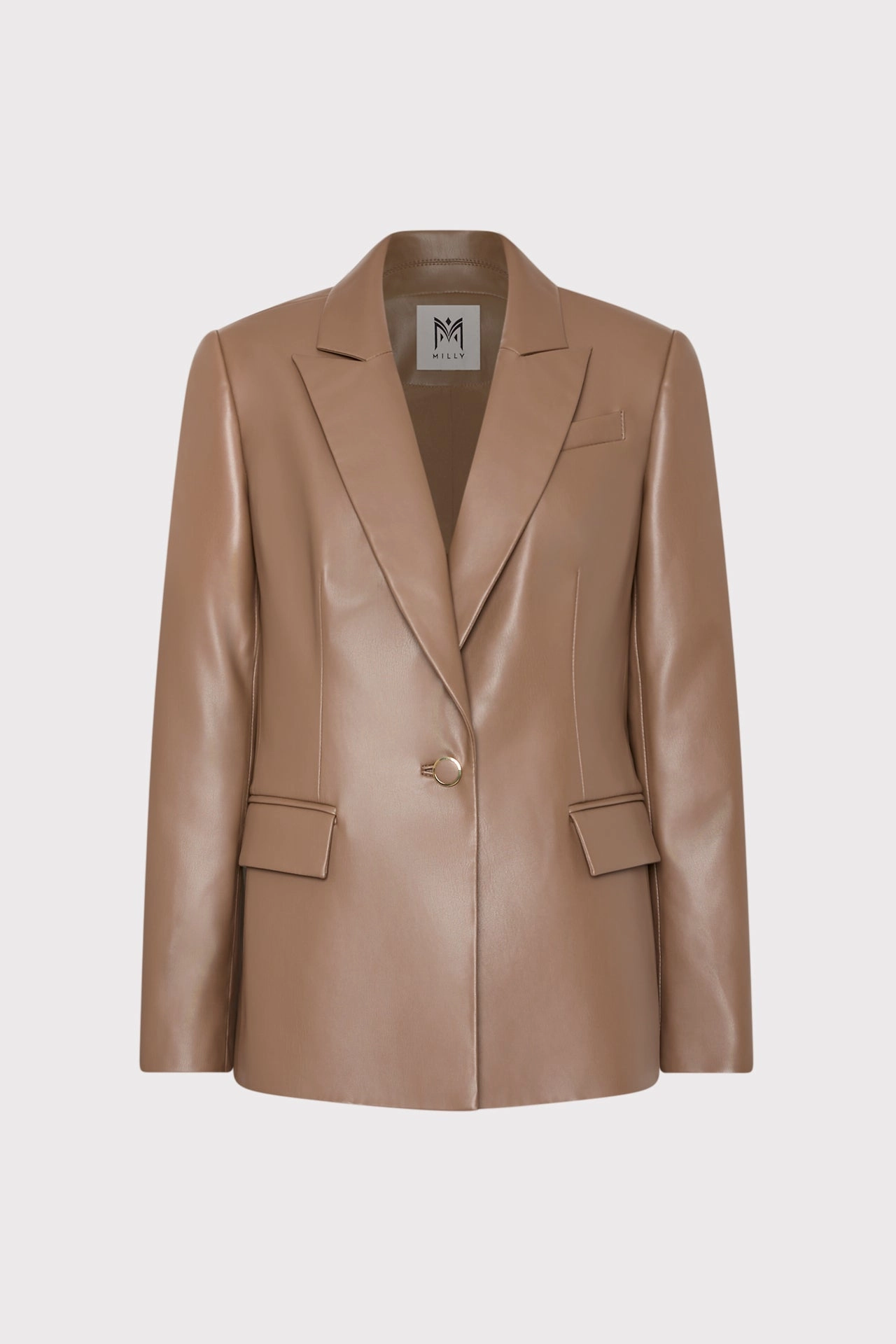 Gloss Free Texture Windproof Thermal Shell Alexa Vegan Leather Blazer