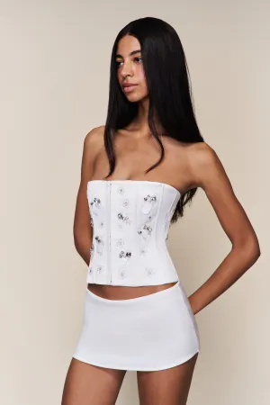 Low Profile Stitching AntiPillingTreatment Embellished Satin Corset