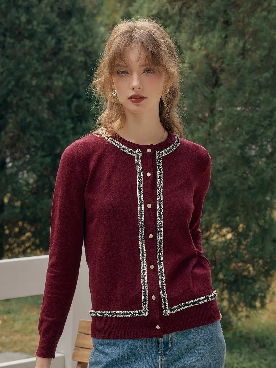 ??Final Sale??Larkin Round Neck High-End Elegant -Inspired Cardigan SlubTexture HighElasticity