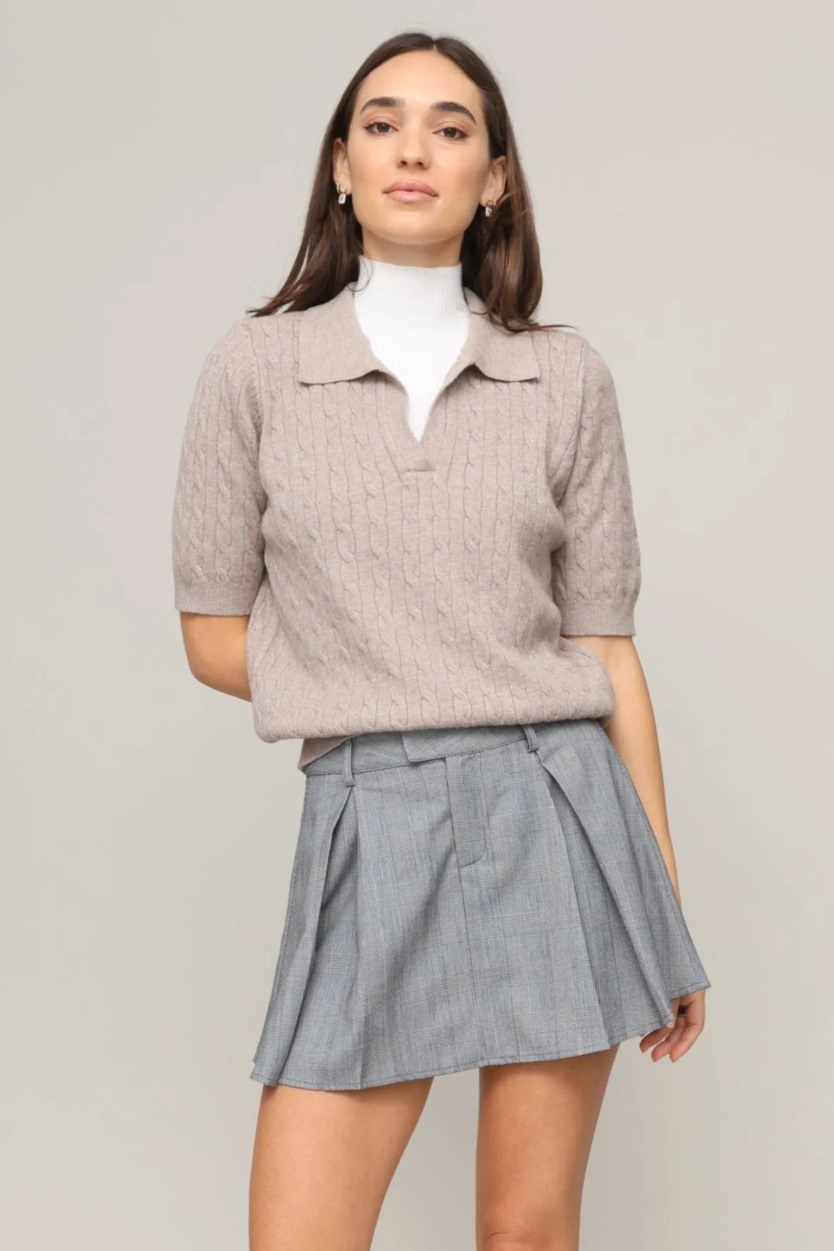 DoubleStitching Ivy Short Sleeve Cable Sweater