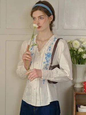 ??Final Sale??Lilia V-Neck 100% Cotton Blouse Yarn Dyed Pattern Cloth Tagless Comfort