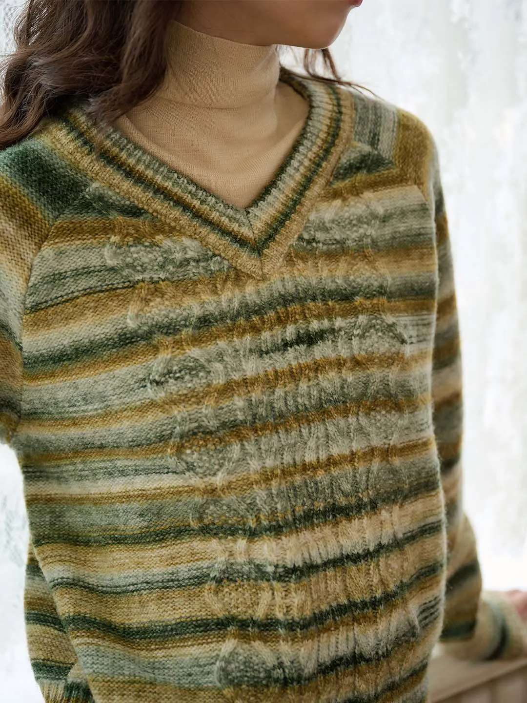 ??Final Sale??Adalynn V-neck Striped Sweater Fade Resistant Coating Stretch Comfort