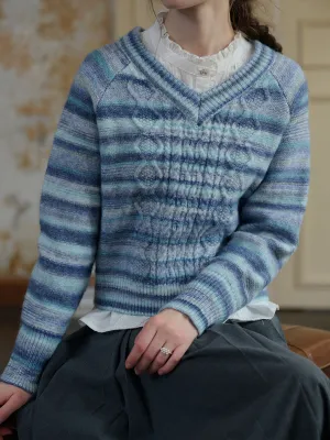 HighNeck ??Final Sale??Adalynn V-neck Striped Sweater