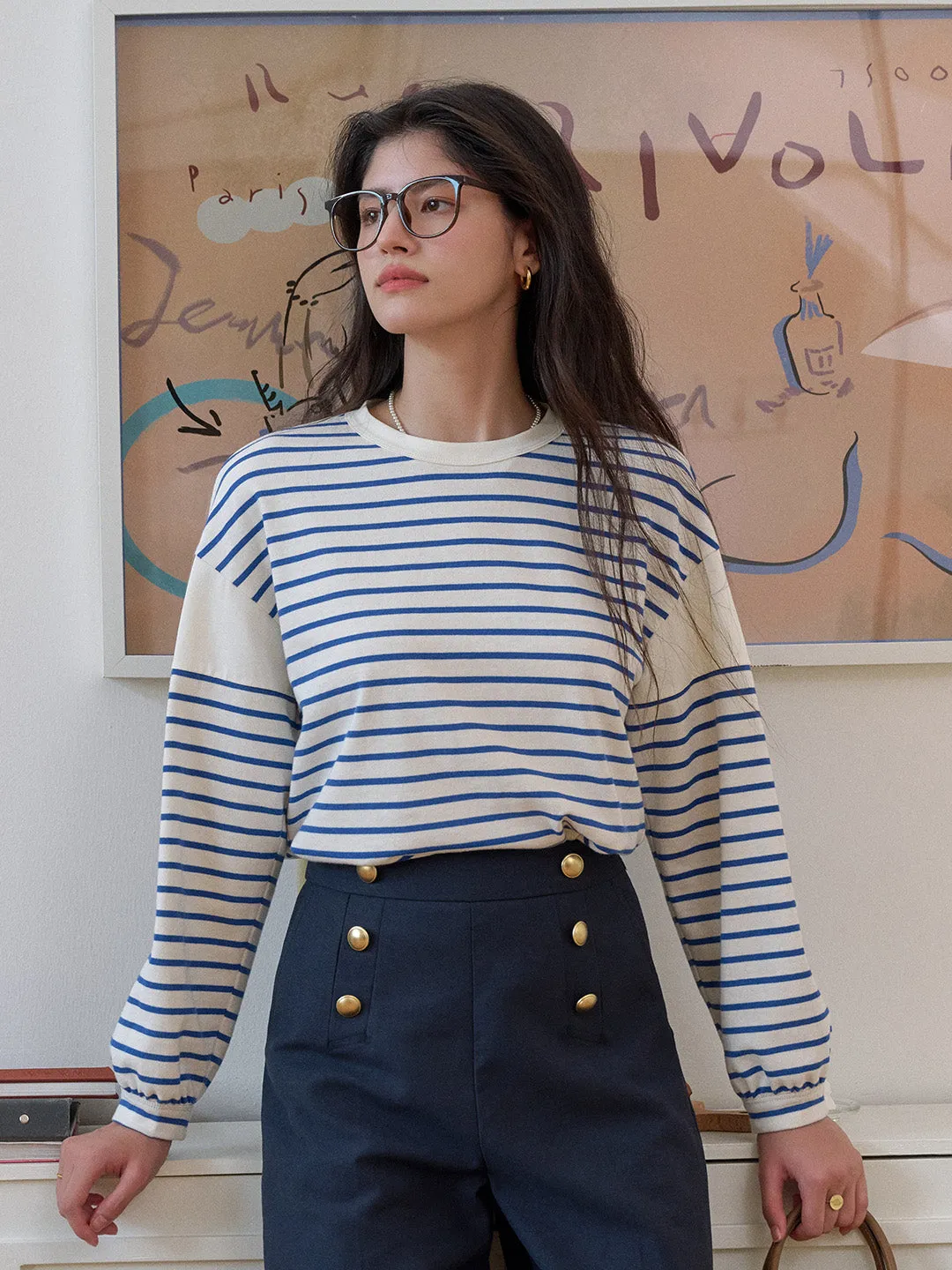 YarnDyed Stripes Carolina Round Neck Stripe 100% Cotton Top