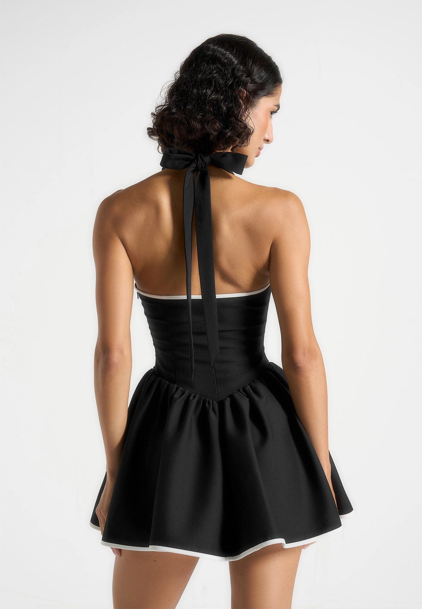Roxana - Halter Neck Belted Mini Dress - Black Effortless Tailoring
