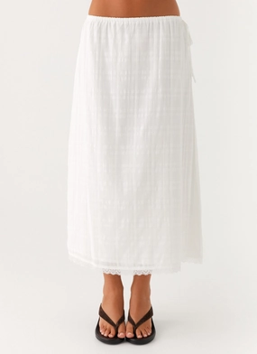 Recycled Polyester Adjustable Closure Sweet Lullaby Midi Skirt - White