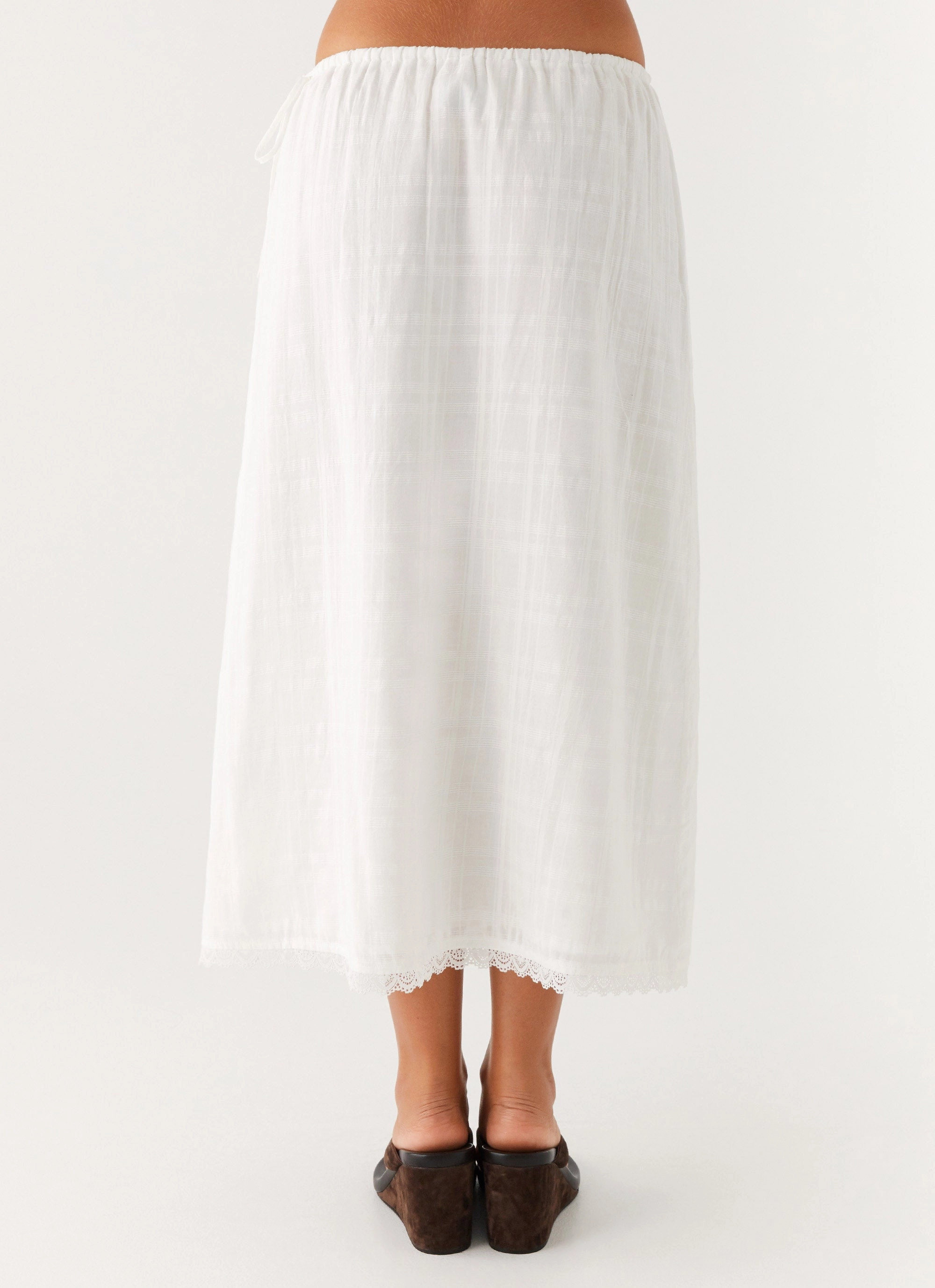 Hidden pockets Durable Hem Sweet Lullaby Midi Skirt - White