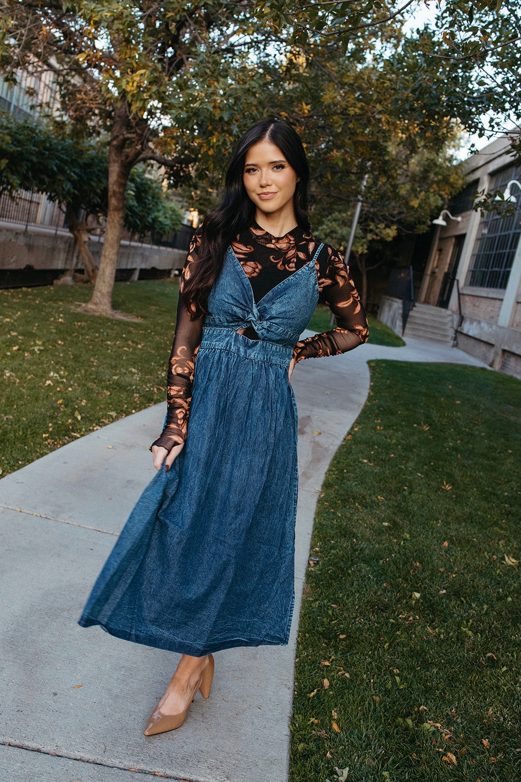 Fresh Glow Twist and Turn Denim Dress