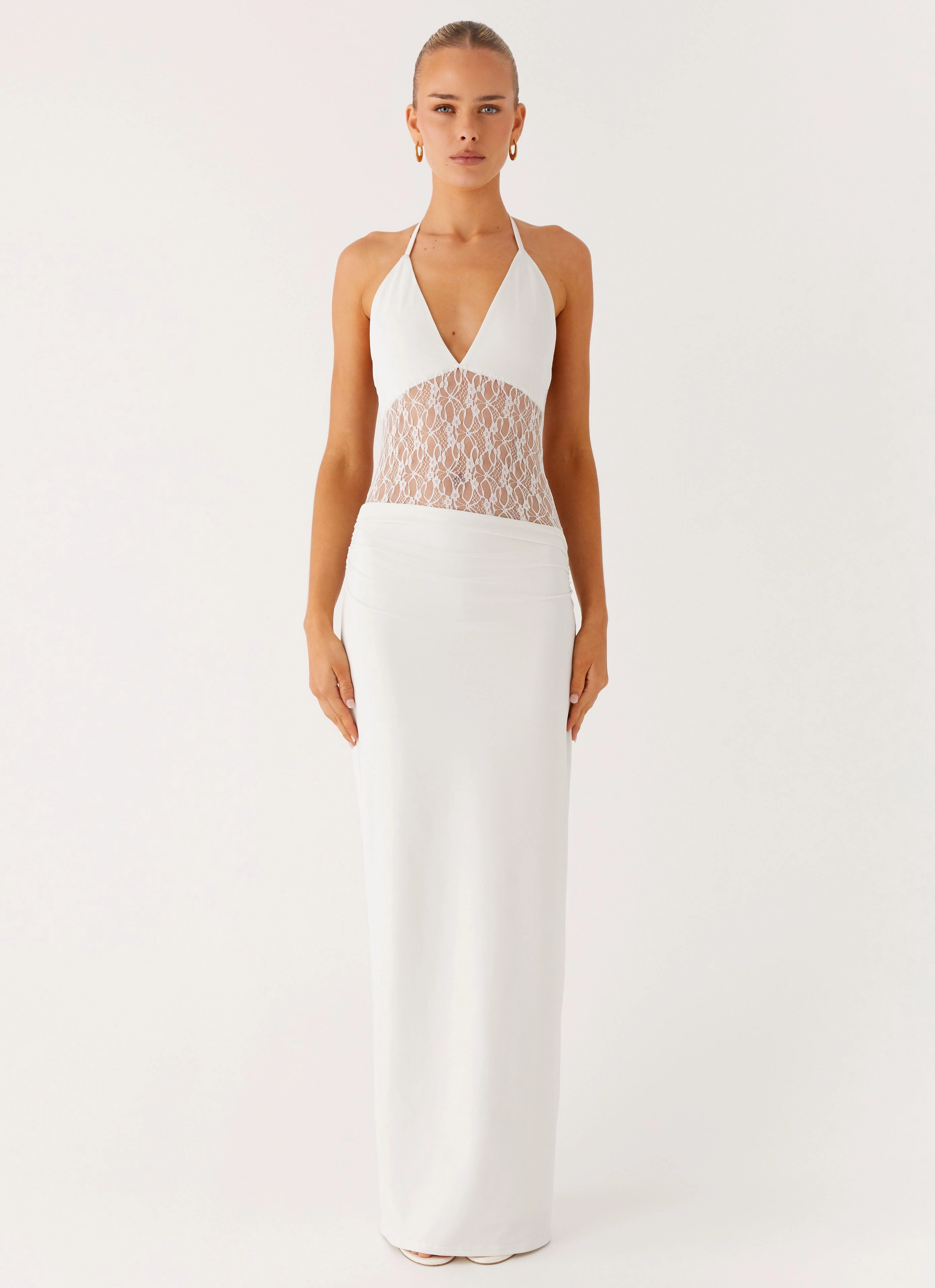 Enchant Lace Maxi Dress - Ivory Euro Touch Mood Glow