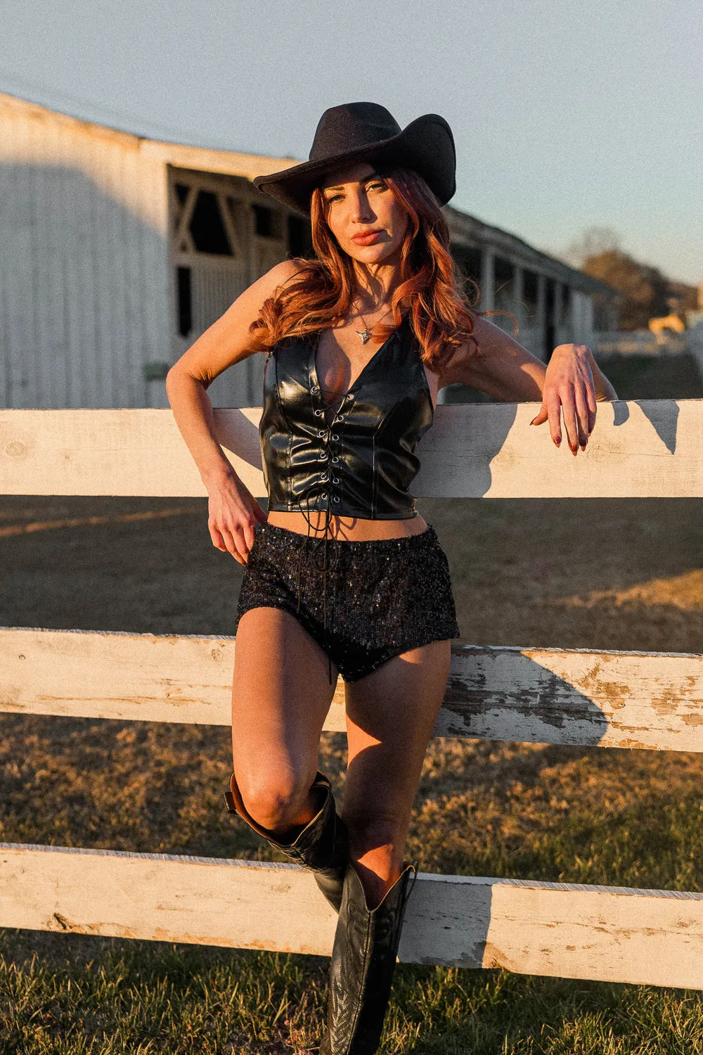 Coyote Ugly Leather Lace Up Crop Formal Wear Comfortable fit