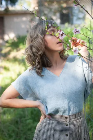 Dolman Top in BB Blue Texture Cotton Daily Wear BreathableMoistureBarrier