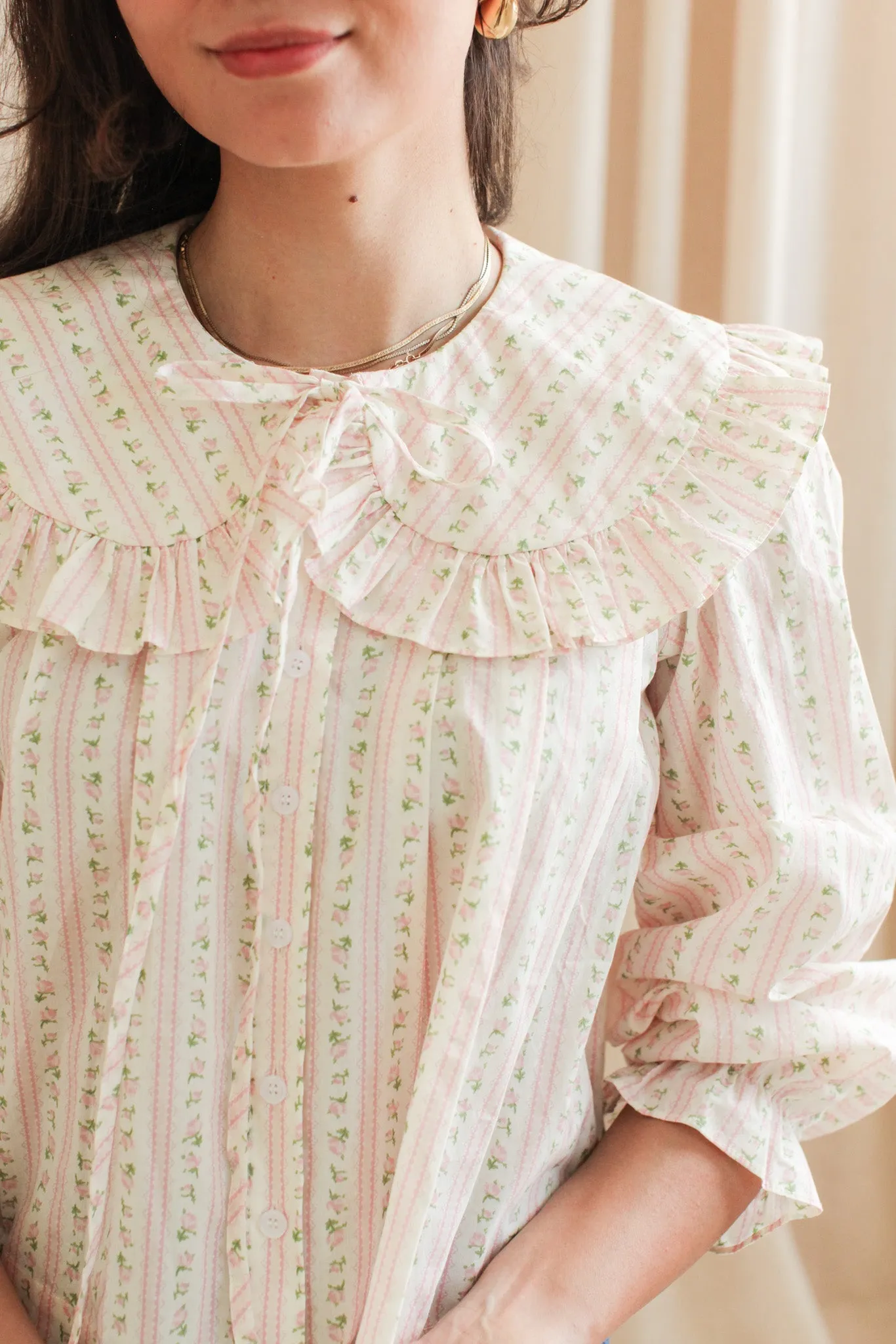 Natalie Peter Pan Collar Blouse Luxurious Feel