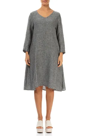 Floaty Grey Mélange Linen Dress
