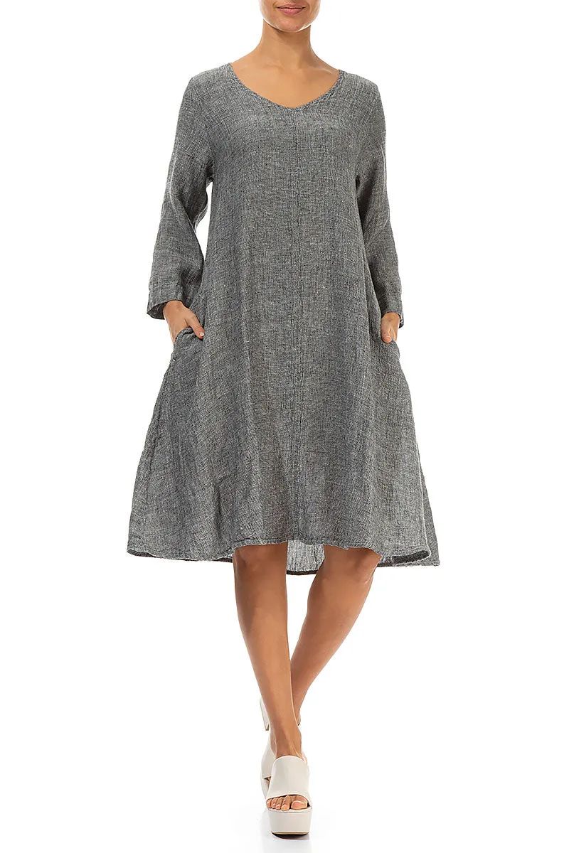 Floaty Grey Mélange Linen Dress