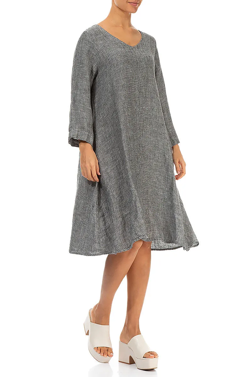 Floaty Grey Mélange Linen Dress
