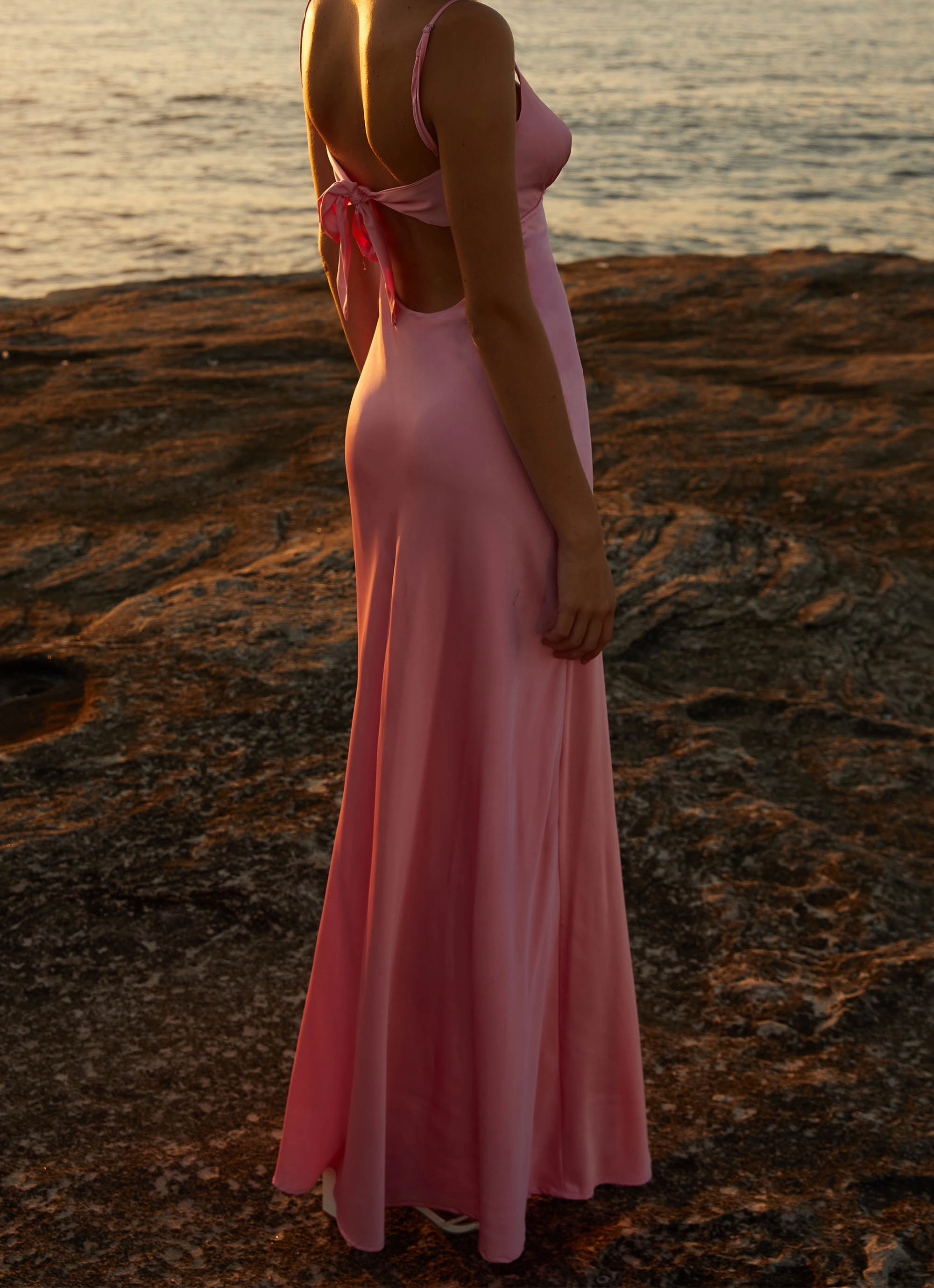 Elegant Appearance Flora Satin Maxi Dress - Candy
