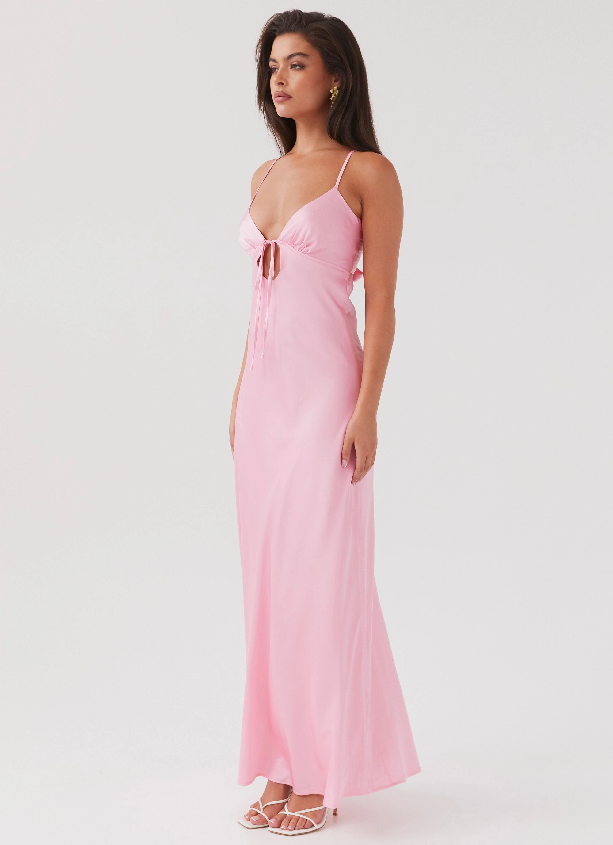 Edgy Look Daytime Look Flora Satin Maxi Dress - Candy