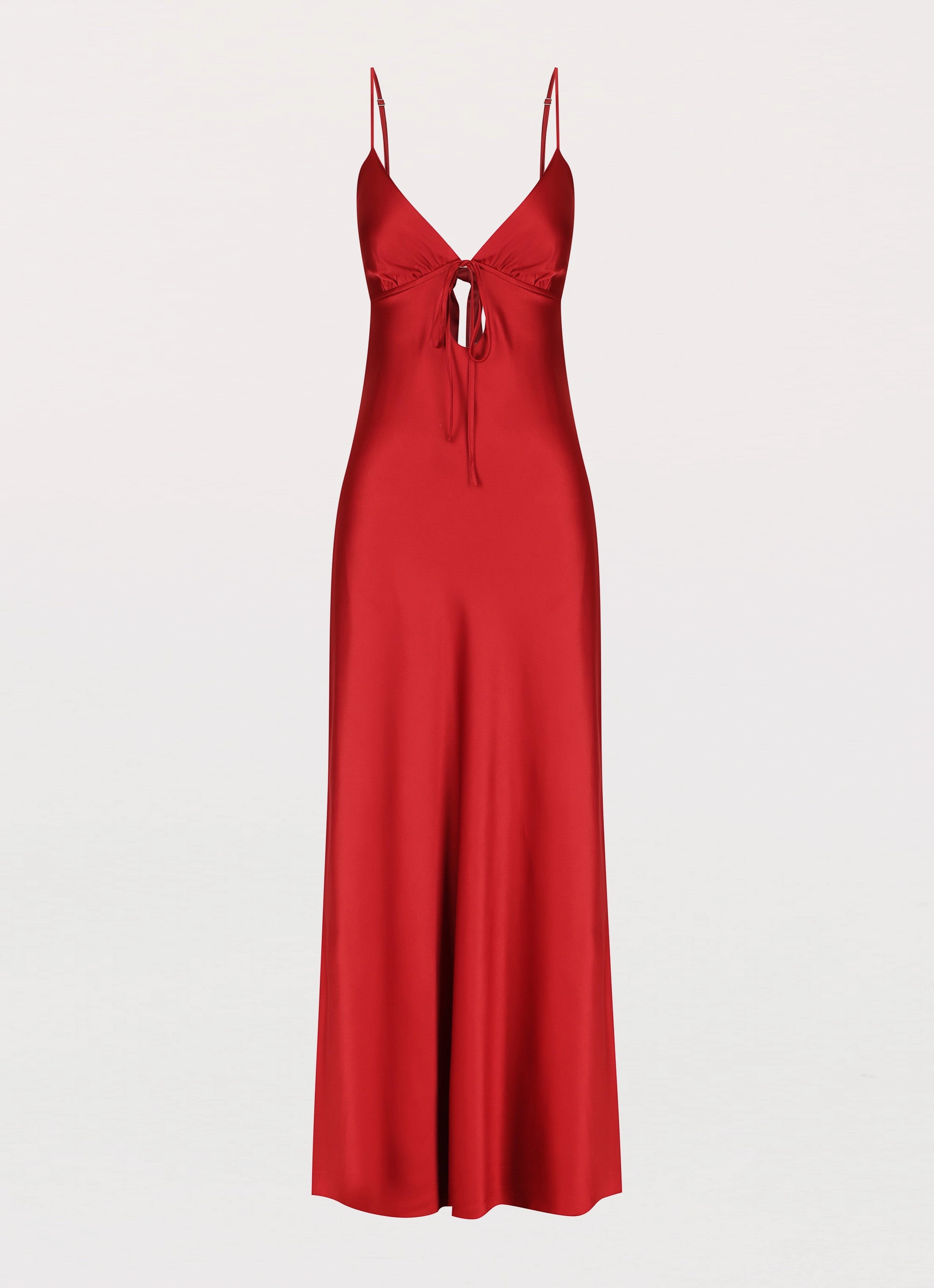 Flora Satin Maxi Dress - Cherry Relaxed Fit Design
