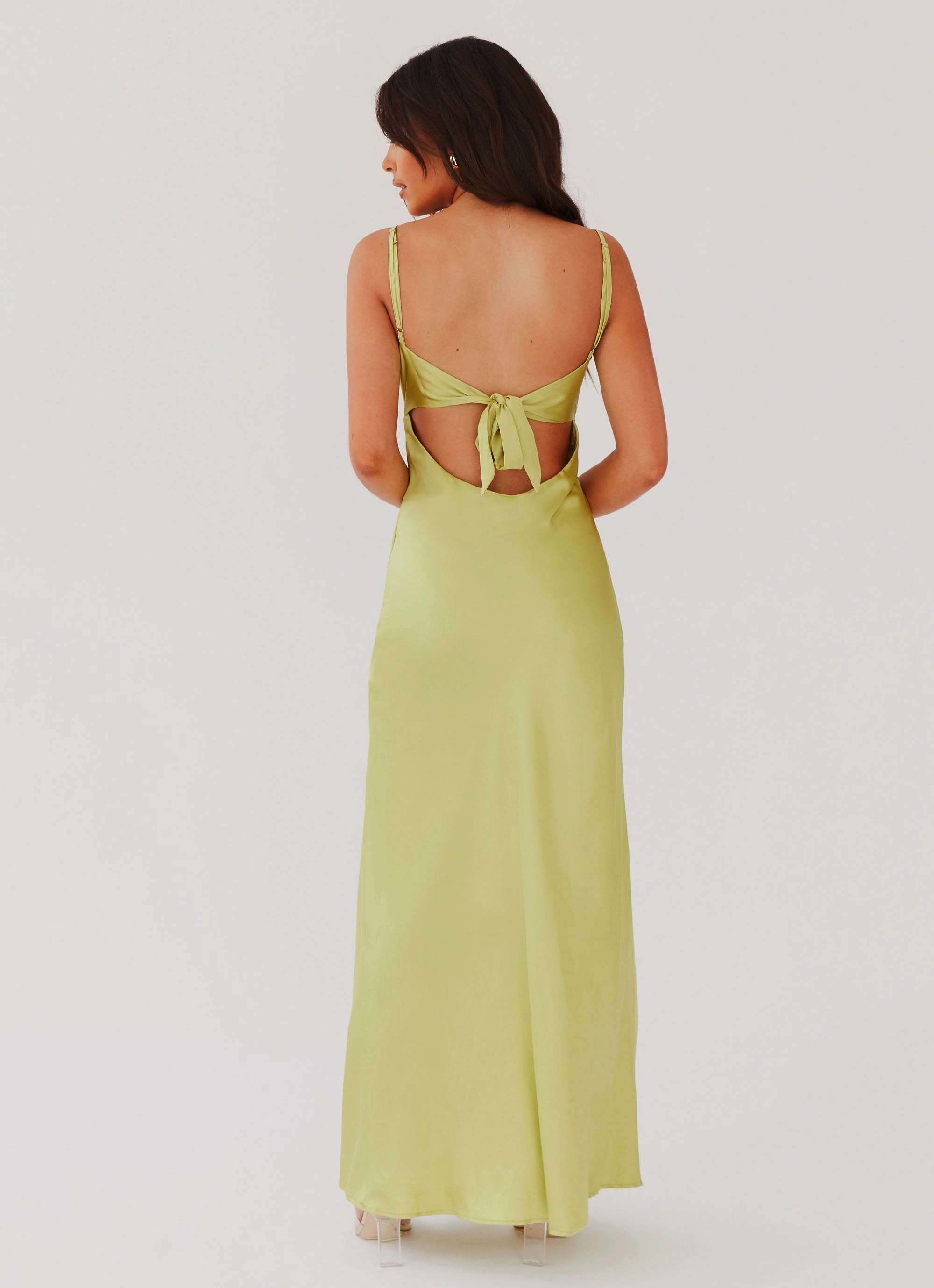 Elegant brunch outfit Flora Satin Maxi Dress - Green Expectations