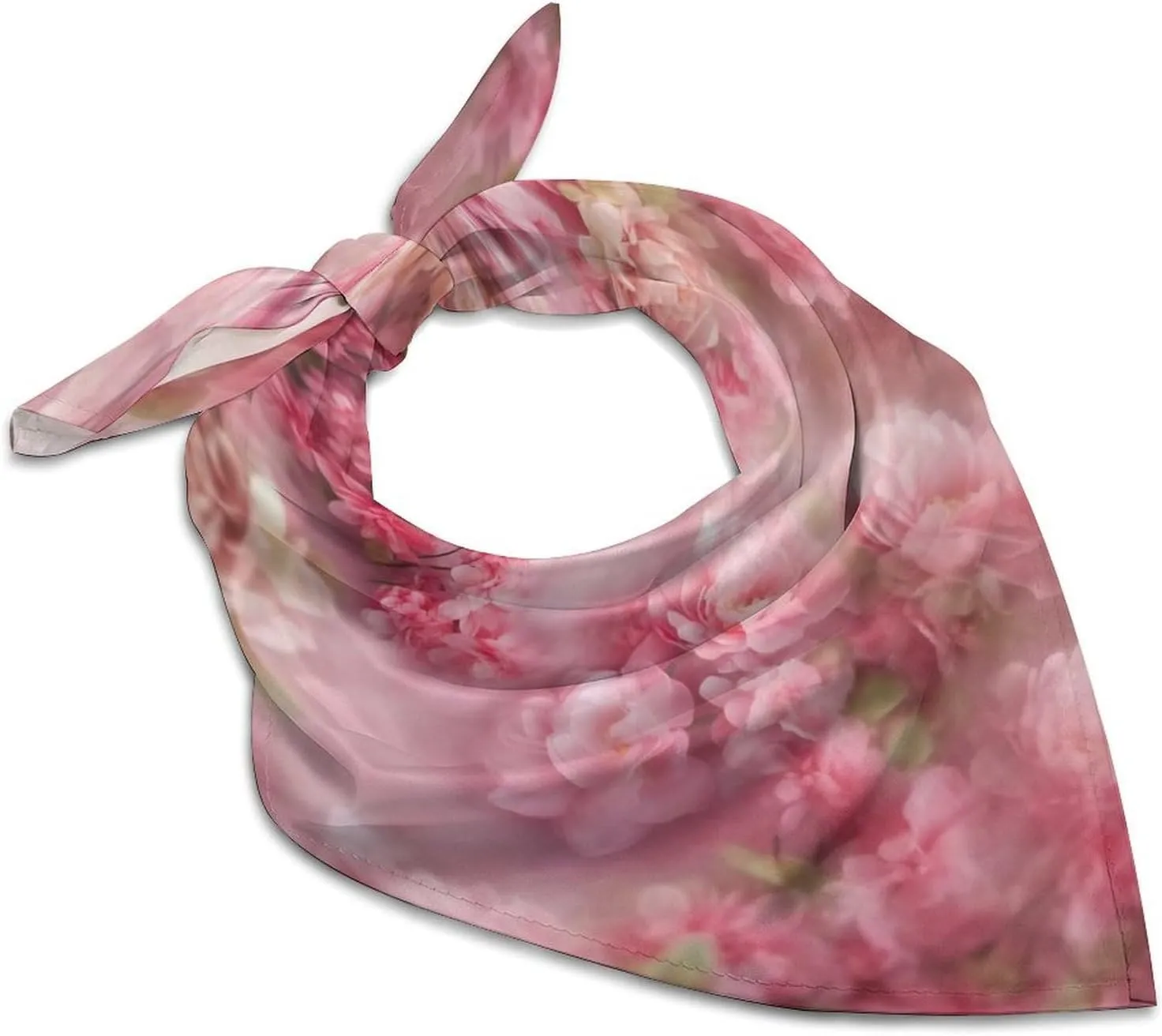 Floral Flowers Silk Scarf Fashion Satin Head Scarf Lightweight Head Scarves for Neck Silk Scarves for Women Men Boho Hair Wrap Sleeping Kerchief Bandanas Pocket Square 18" X 18"