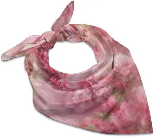 Floral Flowers Silk Scarf Fashion Satin Head Scarf Lightweight Head Scarves for Neck Silk Scarves for Women Men Boho Hair Wrap Sleeping Kerchief Bandanas Pocket Square 18" X 18"