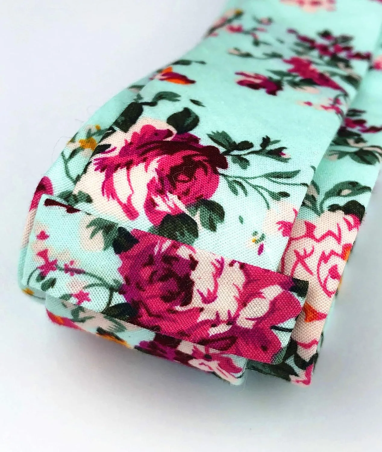 Floral Necktie Men Novelty Ties Peony Floral Printed Skinny Cotton Wedding Ties for Groomsmen