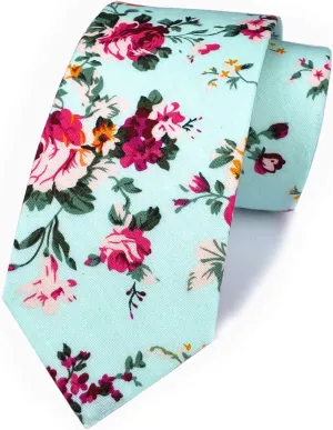 Floral Necktie Men Novelty Ties Peony Floral Printed Skinny Cotton Wedding Ties for Groomsmen