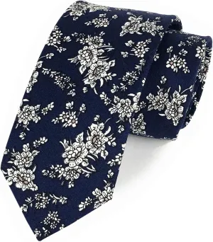 Floral Necktie Men Novelty Ties Peony Floral Printed Skinny Cotton Wedding Ties for Groomsmen