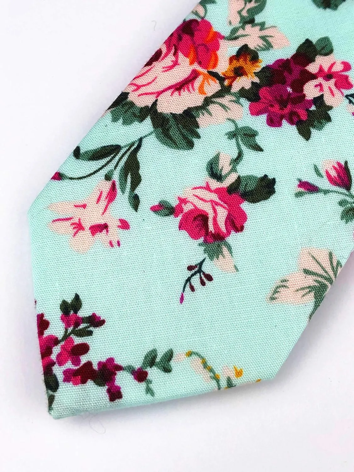 Floral Necktie Men Novelty Ties Peony Floral Printed Skinny Cotton Wedding Ties for Groomsmen